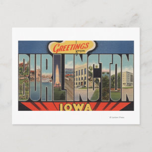 Carte Postale Burlington, Iowa - Grandes Lettres Scènes 2