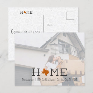 Carte Postale Burnt Orange HOME Texas Moving Faire-part