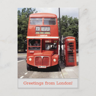 Carte Postale Bus et boîte téléphonique Londres 1998