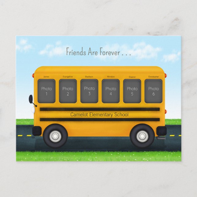 Carte Postale Bus scolaire 6 Cadre photo personnalisé Meilleurs  (Devant)