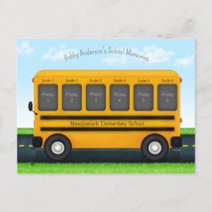 Carte Postale Bus scolaire 6 Cadre photo Personnalisé Souvenirs 