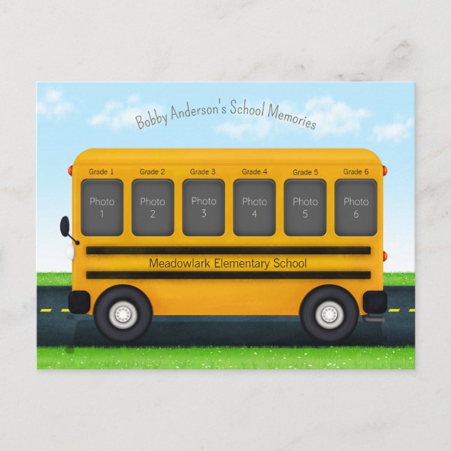 Carte Postale Bus scolaire 6 Cadre photo Personnalisé Souvenirs  (Devant)