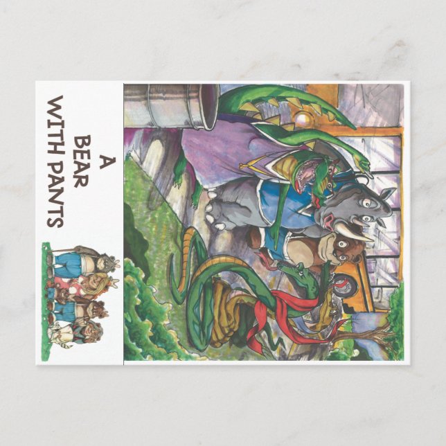 Carte Postale Bus scolaire du livre "A Bear With Pants" (Devant)
