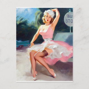 Carte Postale Bus Stop Pin Up