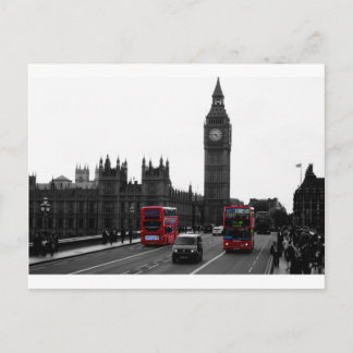 Carte Postale bus touristique rouge et Big Ben de Londres