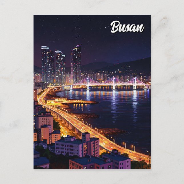 Carte Postale Busan Skyline nuit Voyage (Devant)