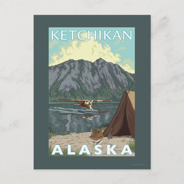 Carte Postale Bush bâche et pêche aux renseignements - Ketchikan (Devant)