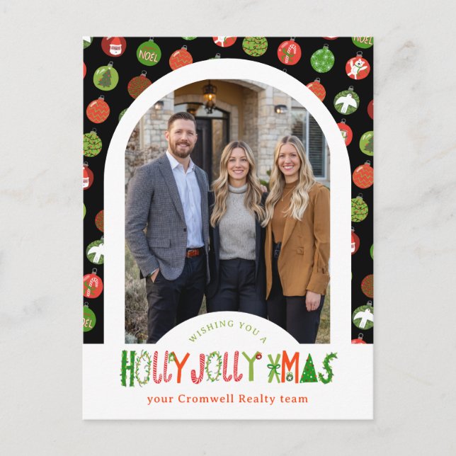Carte Postale Business Corporate Holiday Ornaments CUSTOM Photo (Devant)