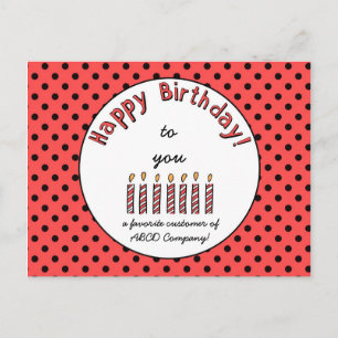 Carte Postale Business Joyeux Coupon d'anniversaire Orange-Rouge