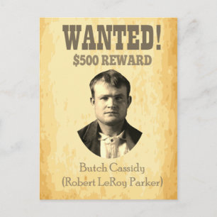 Carte Postale Butch Cassidy Recherché 🚨 Wild West Outlaw Poster