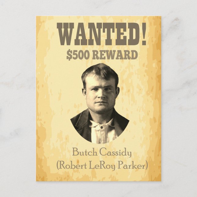 Carte Postale Butch Cassidy Recherché 🚨 Wild West Outlaw Poster (Devant)