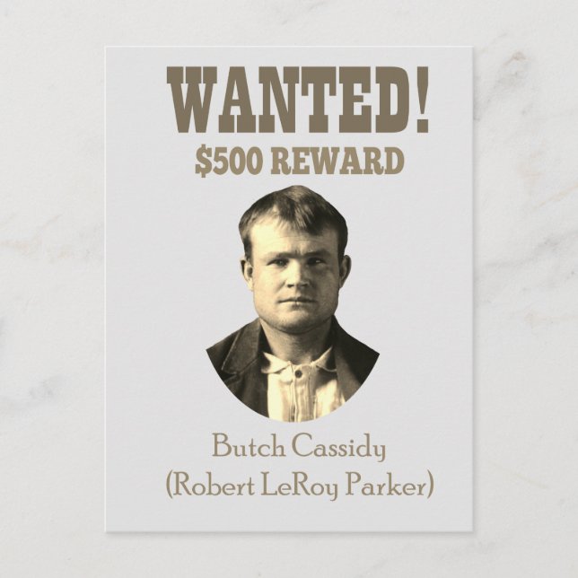 Carte Postale Butch Cassidy Recherché 🚨 Wild West Outlaw USA (Devant)