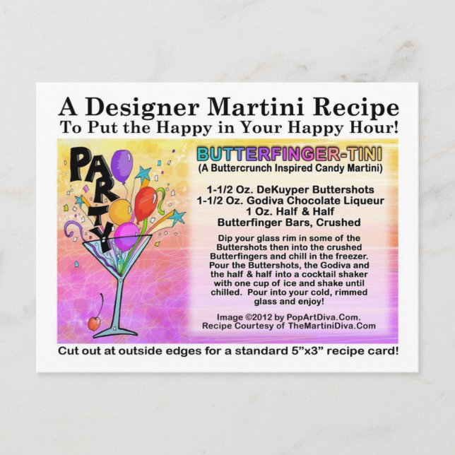 Carte postale Butterfinger-Tini Martini Recette (Devant)