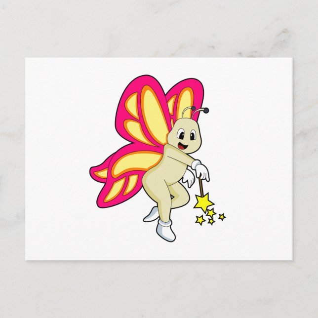 Carte Postale Butterfly as Wizard with Magic Mur (Devant)