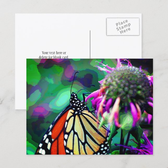 Carte Postale Butterfly On Flower Nature Art Personalized (Devant / Derrière)
