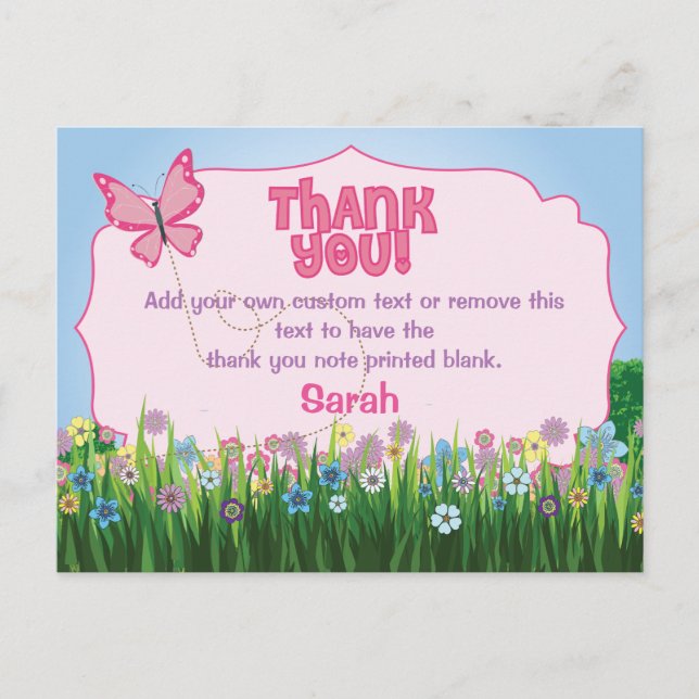 Carte Postale Butterfly Thank You Cards (Devant)