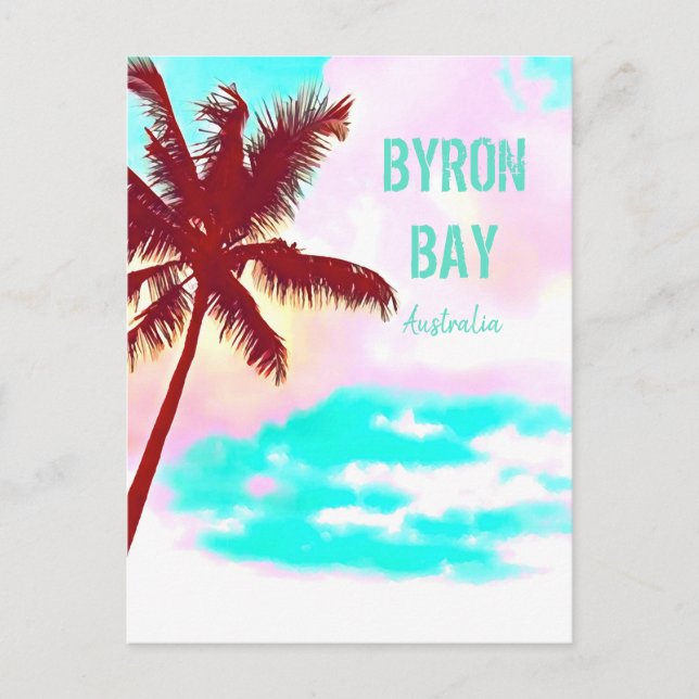 Carte Postale Byron bay Hippie ville palmier Australie (Devant)