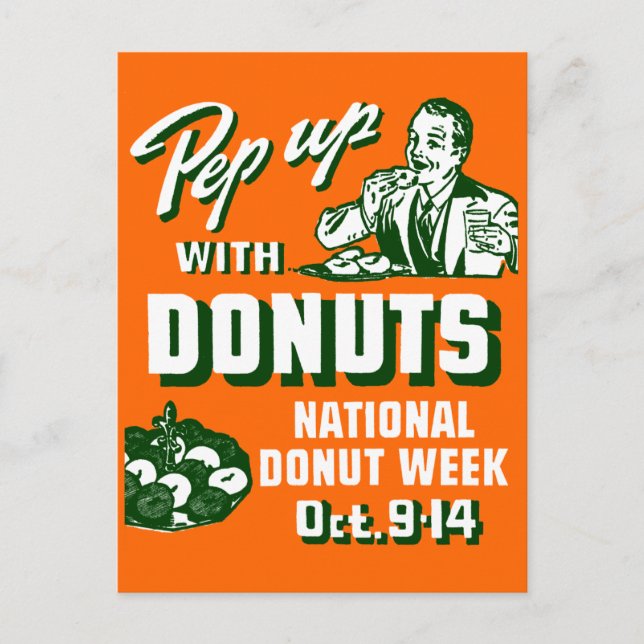 Carte Postale C. 1935 Poster Pep Up with Donuts (Devant)