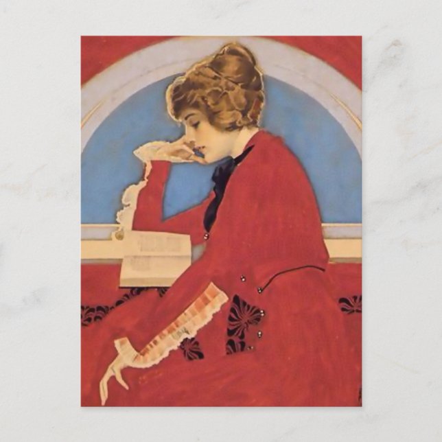 Carte Postale C Coles Phillips "Un bon livre" Fadeaway Girl (Devant)