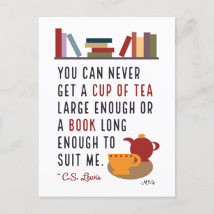 Carte Postale C.S. Lewis Tea and Books Literary Bookworm
