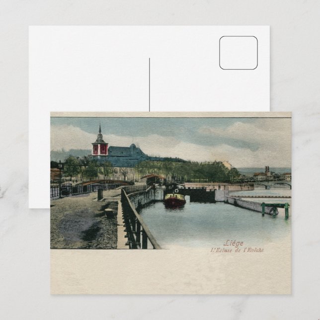 Carte Postale ca 1900 Liège l'écluse bishoprique (Devant / Derrière)