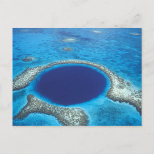Carte Postale CA, Belize. Vue aérienne du Trou Bleu (diamètre