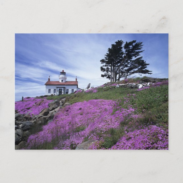 Carte Postale CA, Crescent City, phare de Battery Point avec (Devant)