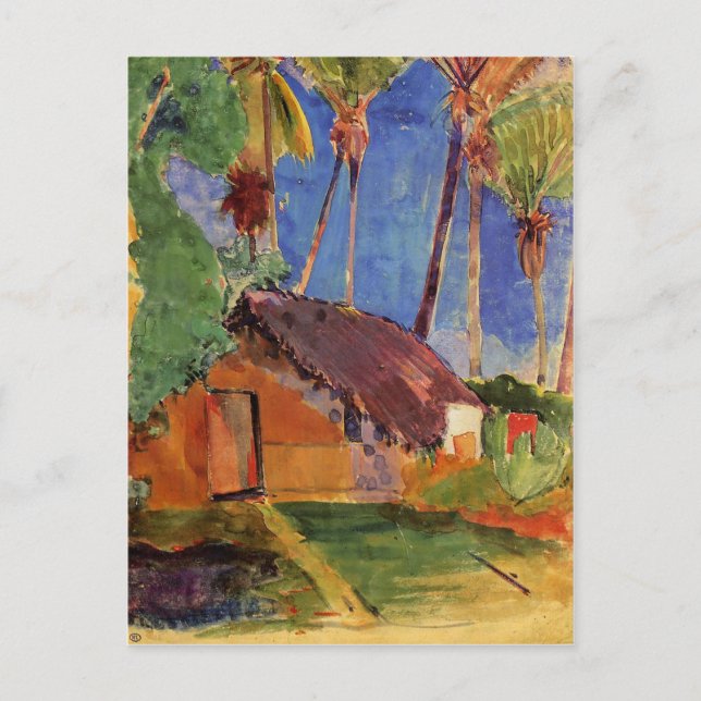 Carte Postale 'Cabane de chaume sous les paumes' - Paul Gauguin (Devant)