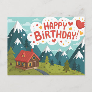 Carte Postale Cabane de montagne « Joyeux Anniversaire » 