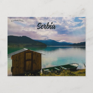 Carte Postale Cabane et bateau sur le lac Zavoj Serbie