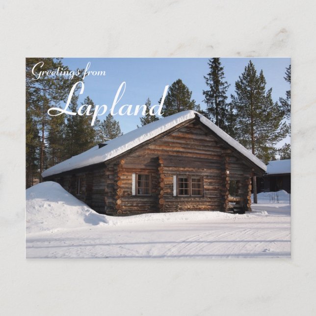 Carte Postale Cabine de journal couvert de neige en Laponie (Devant)