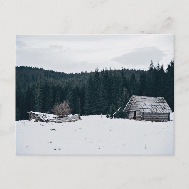 Carte Postale Cabine de journal dans la neige (Devant)