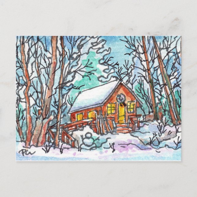 Carte Postale Cabine d'hiver (Devant)
