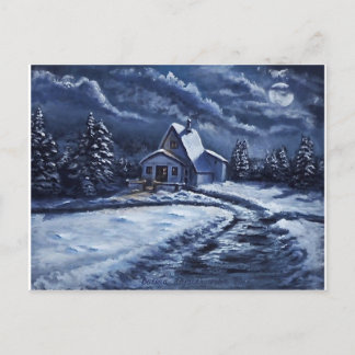 Carte Postale Cabine d'hiver à la nuit
