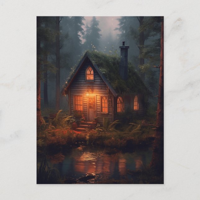 Carte Postale Cabine magique dans les bois (Devant)