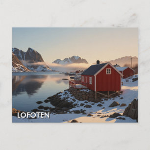 Carte Postale Cabine rouge à Lofoten Norvège Voyage