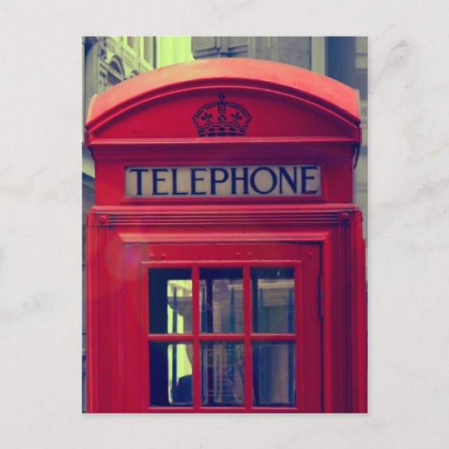 Carte Postale Cabine téléphonique publique rouge de ville (Devant)