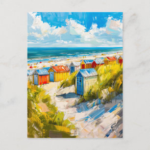 Carte Postale Cabines de plage au bord de la mer en Hollande Pei