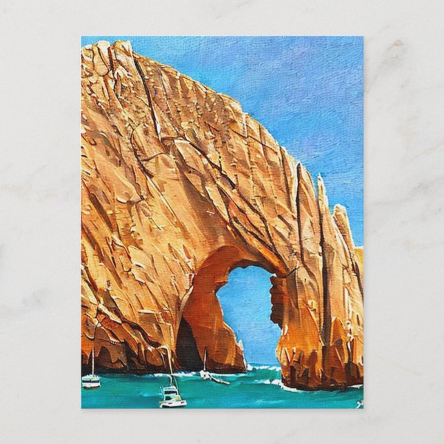 Carte Postale Cabo San Lucas Mexique Peinture rétro (Devant)