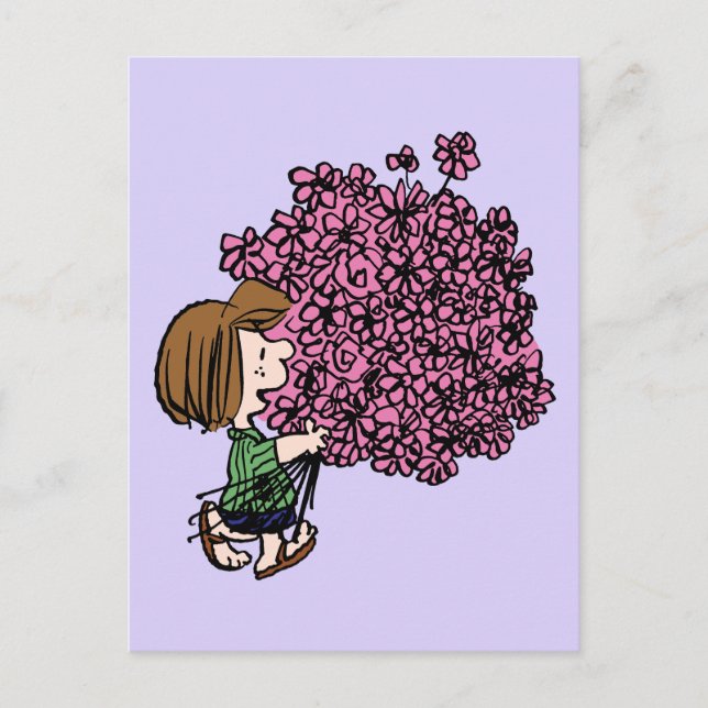 Carte Postale Cacahuètes | Bouquet rose de Peppermint Patty (Devant)
