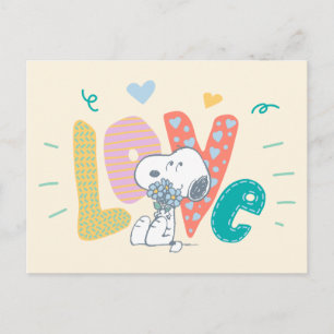 Carte Postale Cacahuètes Fleur d'amour Snoopy