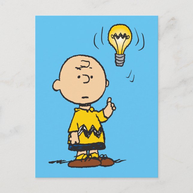 Carte Postale cacahuètes | L'idée de l'ampoule de Charlie Brown (Devant)