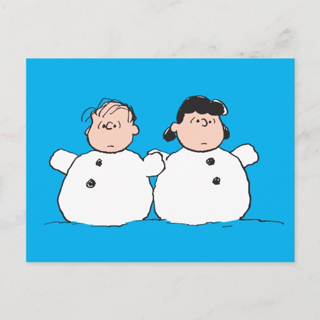 Carte Postale cacahuètes | Linus & Lucy Snowmen (Devant)