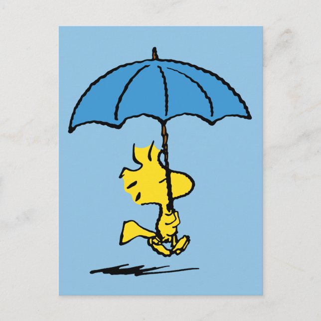 Carte Postale cacahuètes | Parapluie bleu Woodstock (Devant)