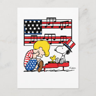 Carte Postale cacahuètes   Schroeder patriotique, Woodstock & Sn