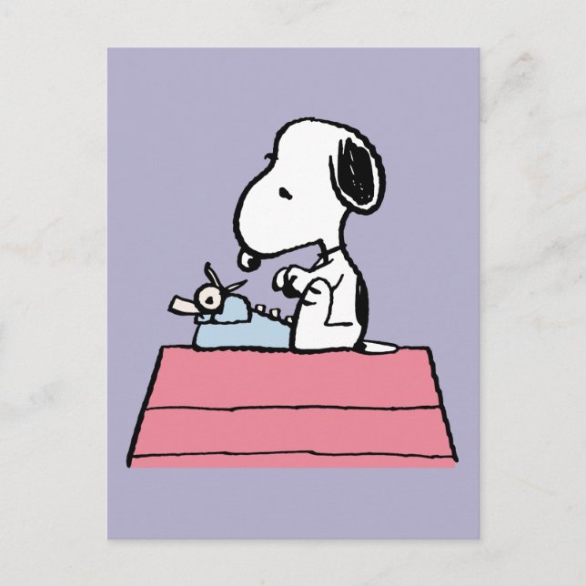 Carte Postale cacahuètes | Snoopy à la machine à écrire (Devant)