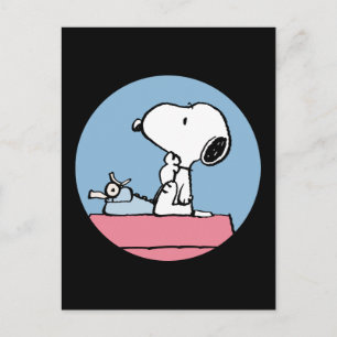 Carte Postale cacahuètes Snoopy à la machine à écrire