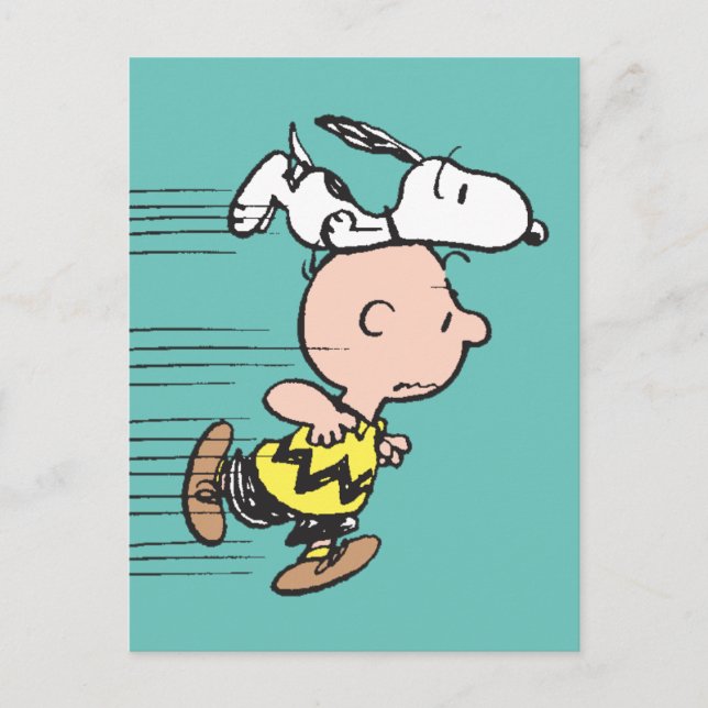 Carte Postale cacahuètes | Snoopy & Charlie Brown Run (Devant)