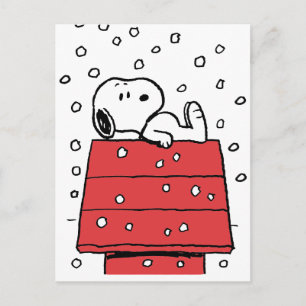 Carte Postale cacahuètes   Snoopy Doghouse Snowflakes