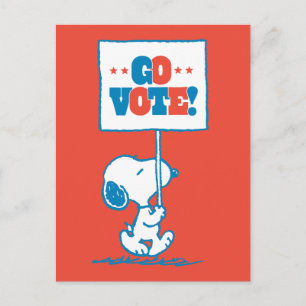 Carte Postale cacahuètes   Snoopy - Go Vote Sign